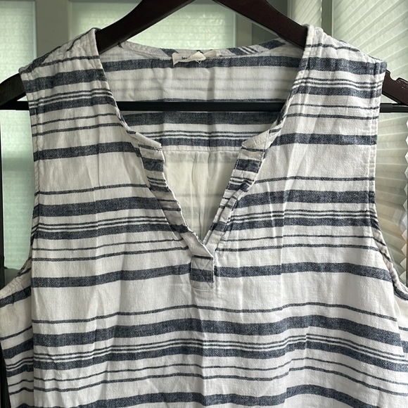 EUC white and navy blue striped summer dress size l - Picture 3 of 5